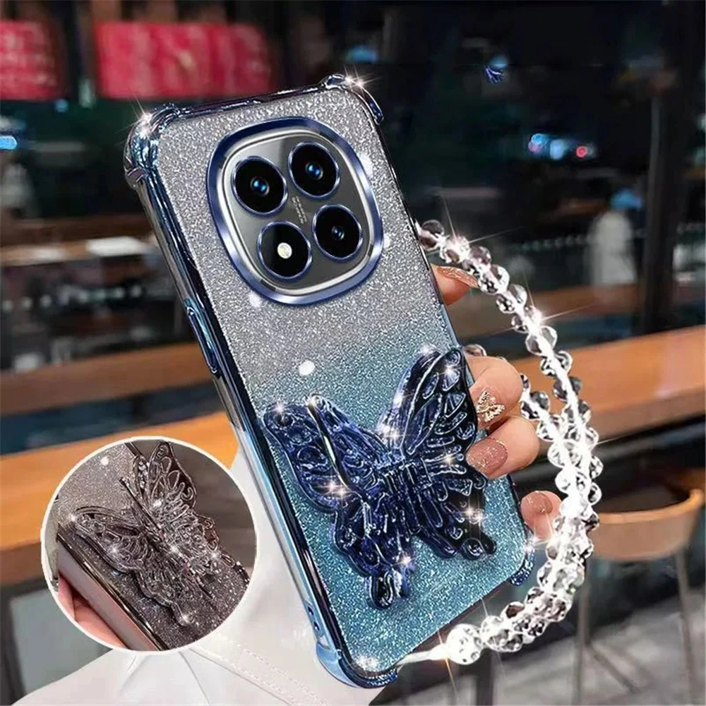 Funda de teléfono con soporte plegable de mariposa para Honor 400 Lite 200 Pro 200 300 100 90 80 70 60 50 SE, funda brillante a prueba de golpes - imagen 3