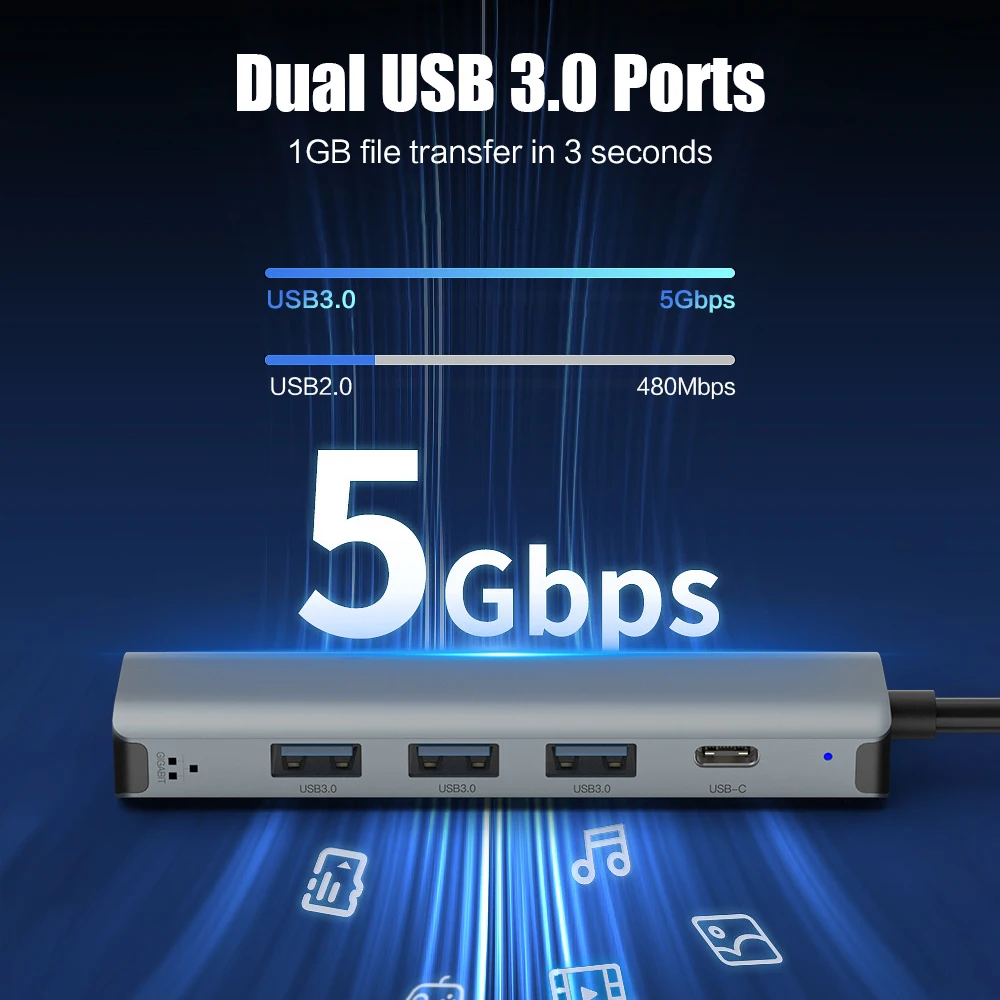 Hub USB-C 3.0 con Ethernet Gigabit y puertos USB-A para MacBook Pro - imagen 2