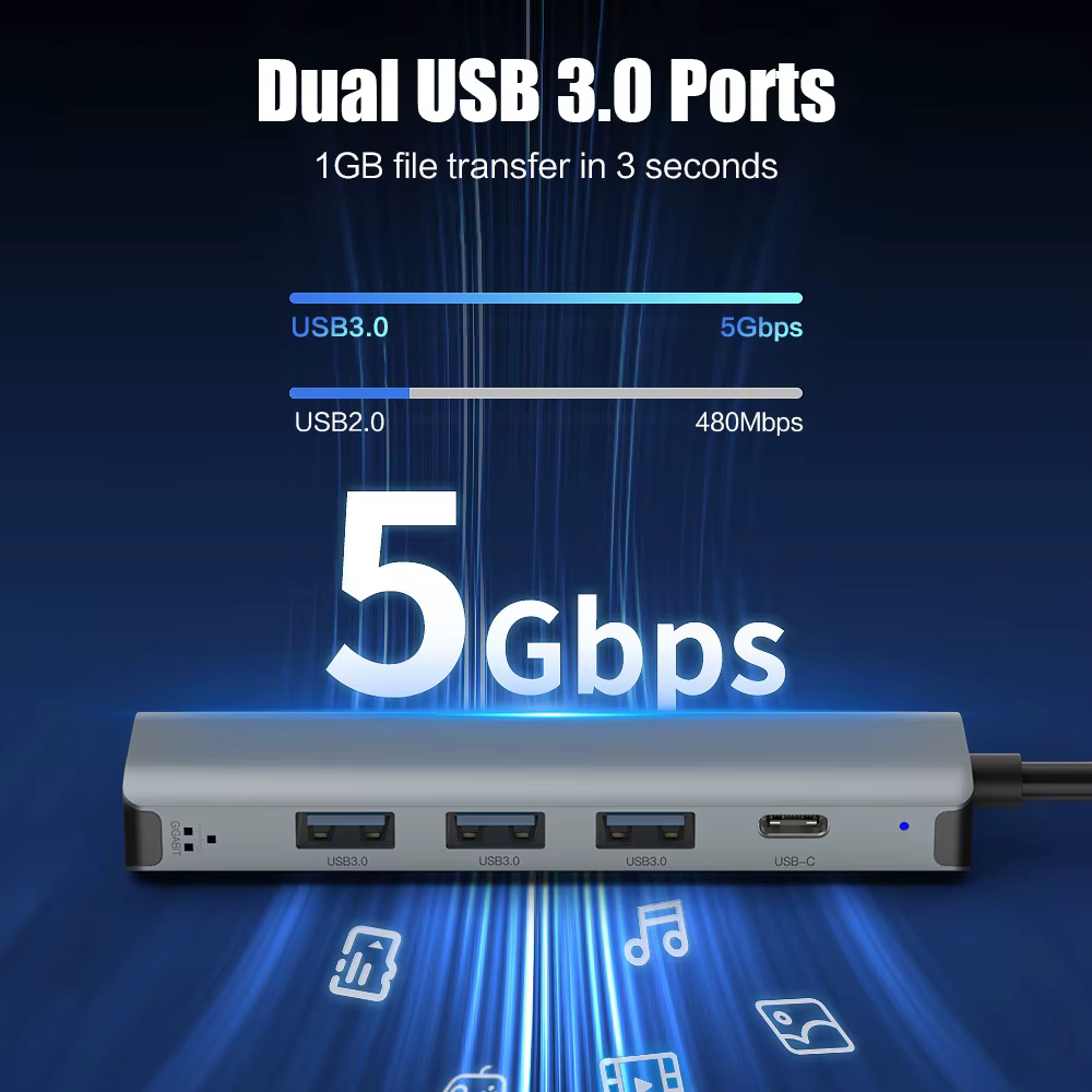 Hub USB-C 3.0 con Ethernet Gigabit y puertos USB-A para MacBook Pro - imagen 2