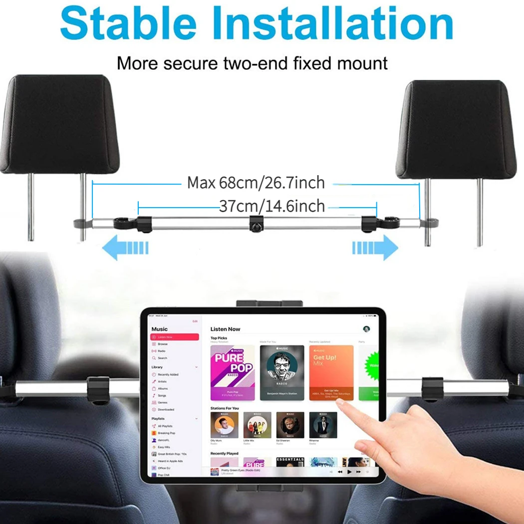 Soporte para tableta y teléfono de viaje por carretera para niños, soporte para reposacabezas del asiento trasero del coche, se adapta a dispositivos de 6-15 "para iPad Air Pro 13 Huawei Xiaomi Teclast - imagen 2