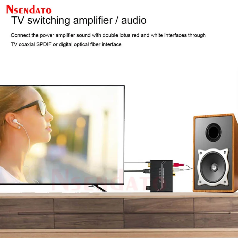 Adaptador convertidor de Audio Digital DAC óptico SPDIF Coaxial a RCA analógico 3,5mm óptico L/R estéreo Aux para TV consola de juegos de PC - imagen 4