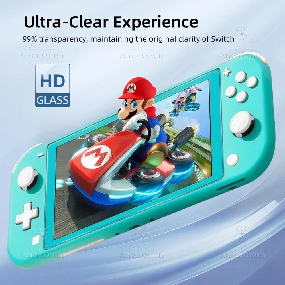 Vidrio templado irrompible para Switch Lite Protector de pantalla Ultra HD con borde curvo 2.5D, antiarañazos, antihuellas, dureza 9H - imagen 3