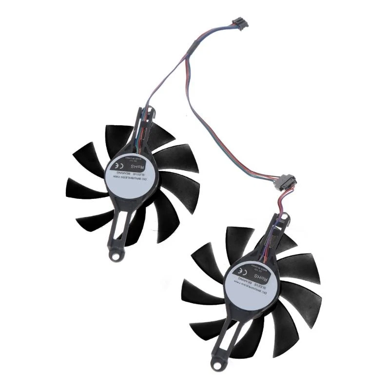 F3KE 1Pair Graphics Tarjeta enfriamiento VGA Coolers Ventilador 4 Pin 4 cables para Radeon RX 580 RX55