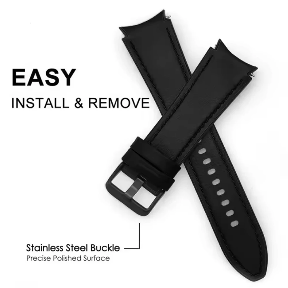 Bandas sin huecos para Samsung Galaxy Watch 7/ 7 LTE 44mm Watch6 4 5Pro 45mm 44mm 40mm Correa pulsera oficial de silicona de cuero suave - imagen 3