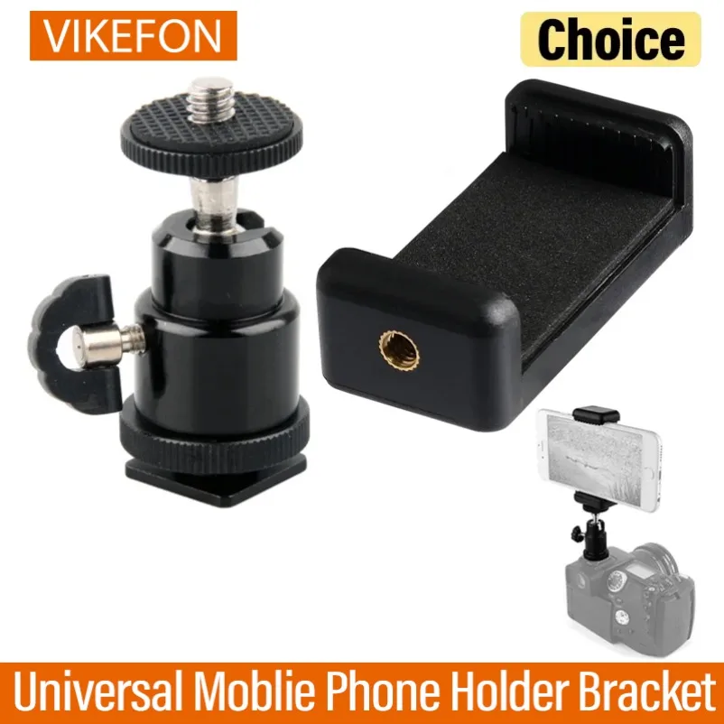 VIKEFON-Clip para teléfono móvil, soporte Universal para teléfono móvil con tornillo de 1/4, trípode monopié para cámara SLR