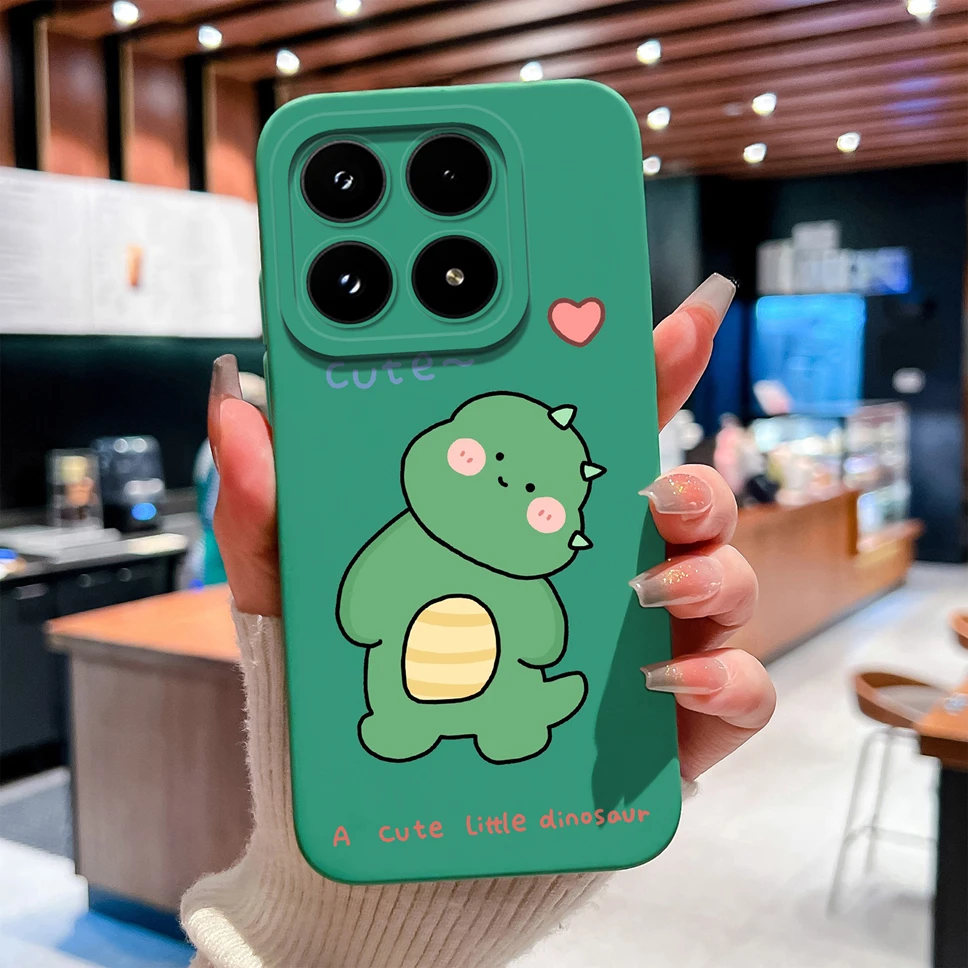 Para Xiaomi 17 Pro Max Funda de teléfono lindo dinosaurio dibujos animados suave silicona líquida anticaída contraportada para Xiaomi17 Funda ligera - imagen 4