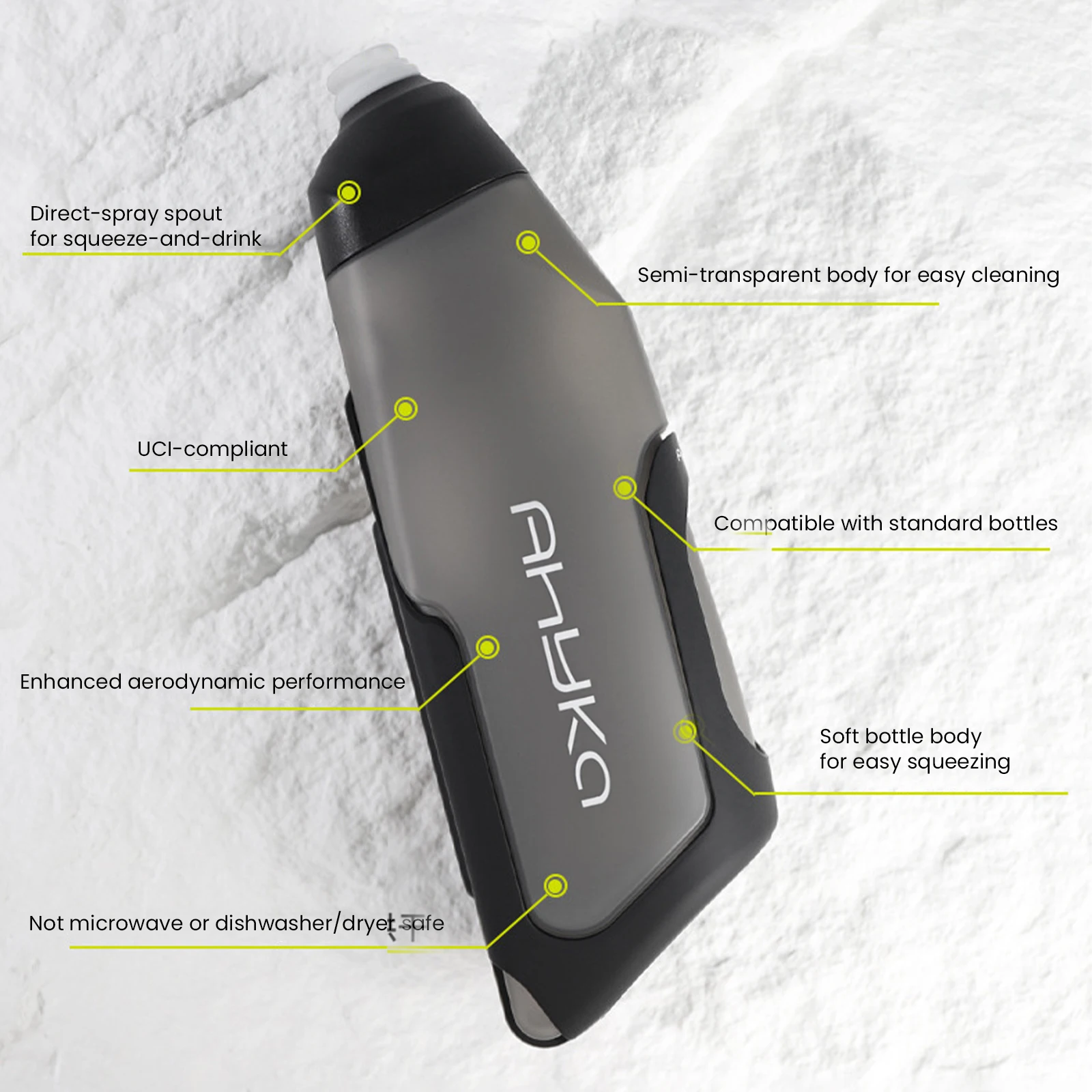 Juego de botellas de agua aerodinámicas para bicicleta de triatlón, portabotellas aerodinámico para bicicleta de carretera de 600ml, diseño de flujo de aire PP de calidad alimentaria, hervidor de gran capacidad - imagen 5
