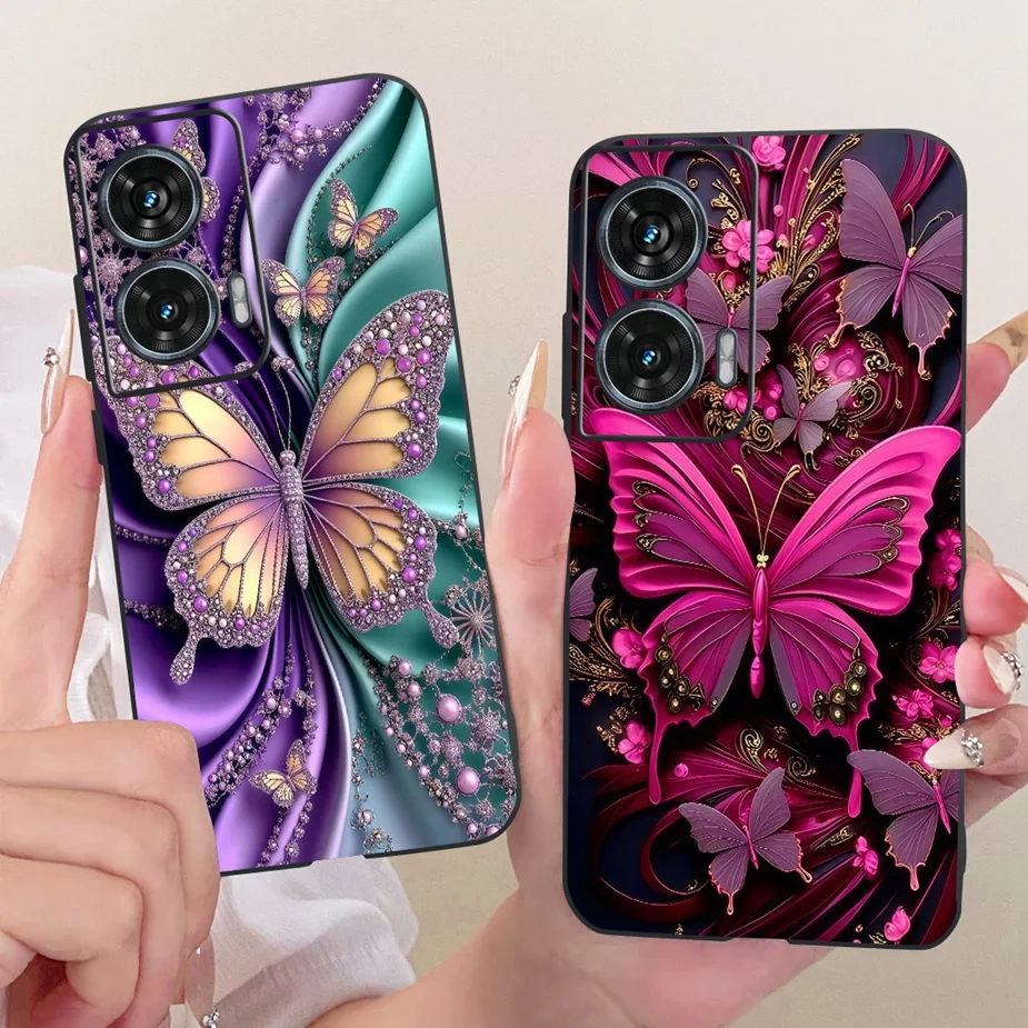 Para Motorola Edge 50 Fusion funda XT2429-1 elegante mariposa pintado funda suave TPU funda de teléfono para Motorola G96 G 96 MotoG96 bolsas