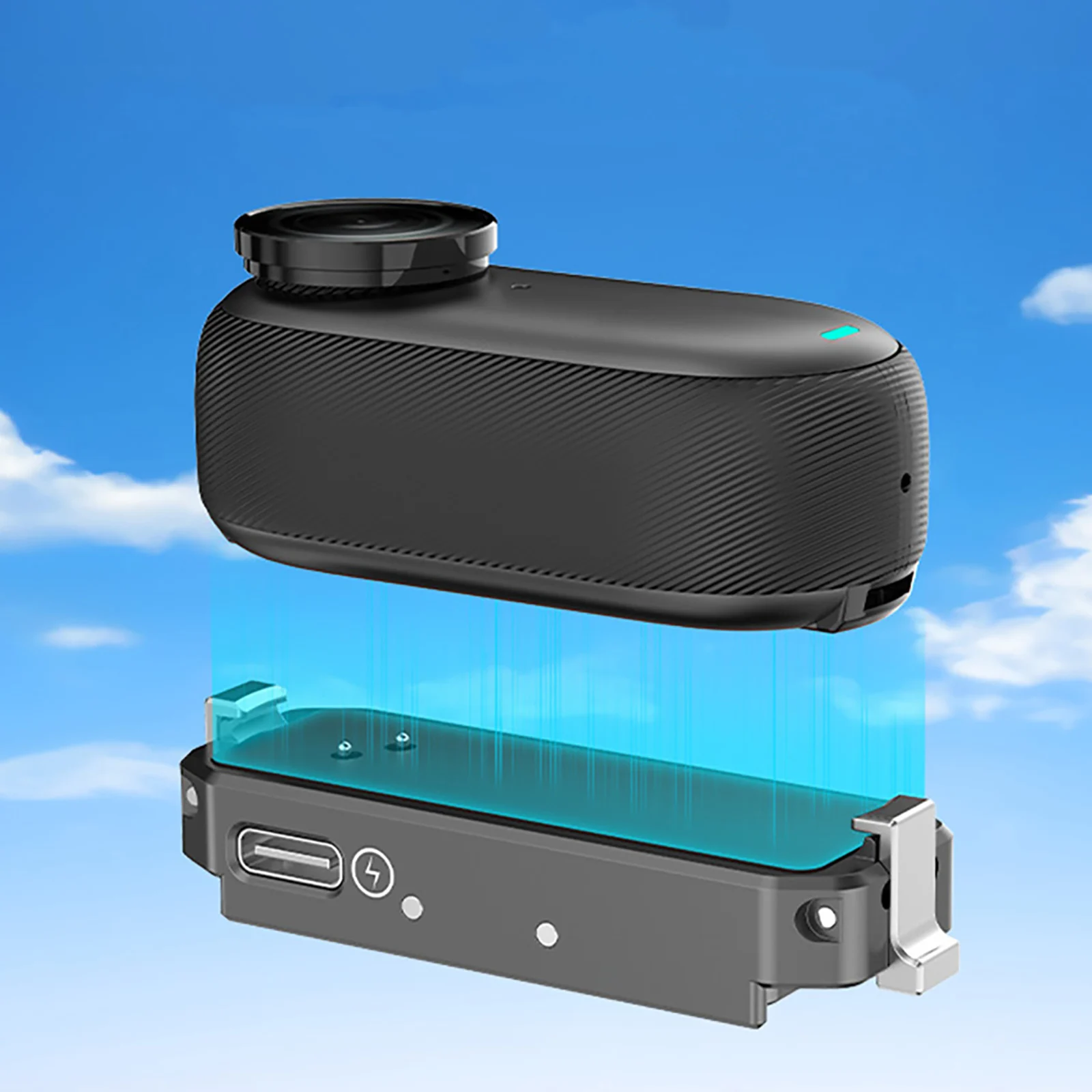 Soporte magnético de aluminio con adaptador para trípode, puerto de carga de 1/4 orificios, Base de succión magnética para Insta360 GO 3/3S, soporte para cámara de pulgar - imagen 3