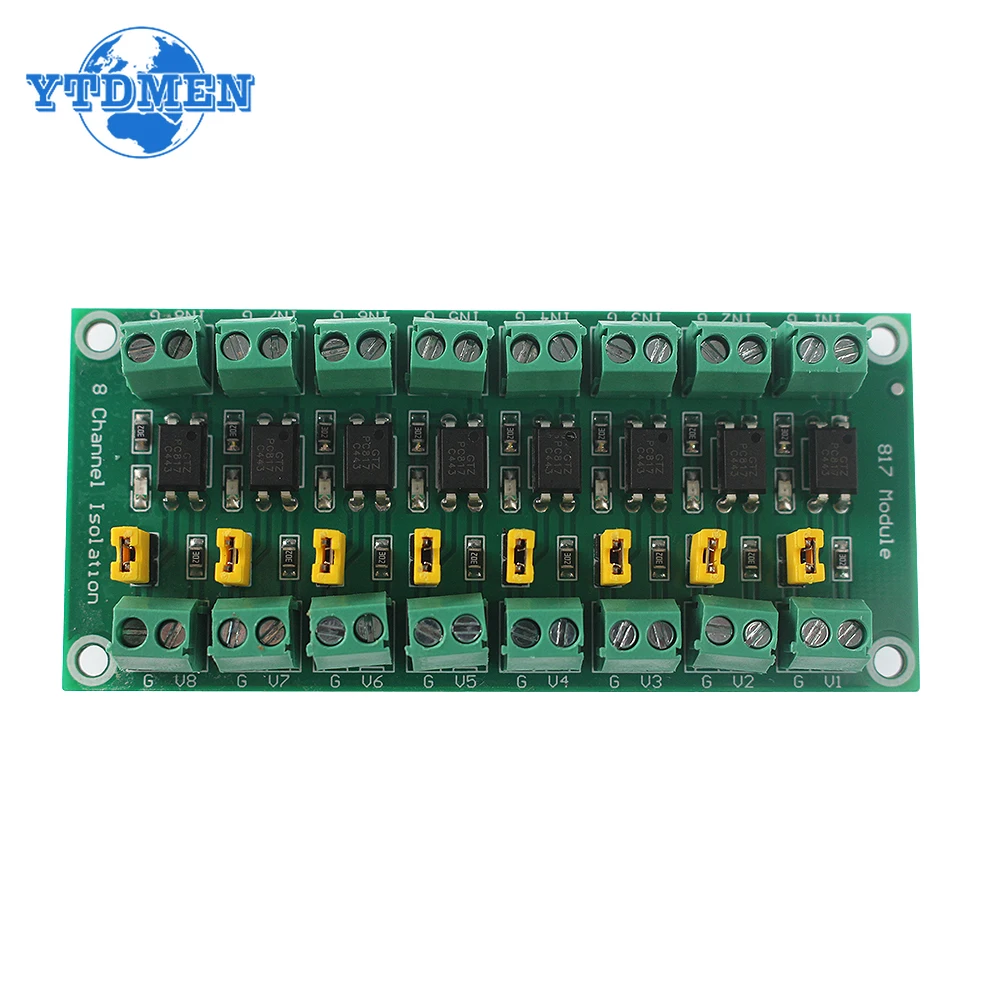 PC817 Placa de aislamiento de optoacoplador de 8 canales Módulo adaptador convertidor de voltaje de 8 vías Controlador de 3,6-30 V Módulos aislados fotoeléctricos - imagen 2