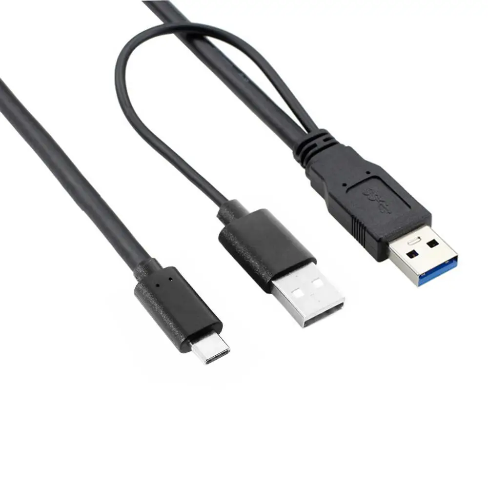 Cable de disco duro móvil USB 3,0, 0,6 m AM macho a tipo c macho, Cable de transmisión de datos doble en forma de Y, fuente de alimentación de hasta 5Gbps - imagen 2