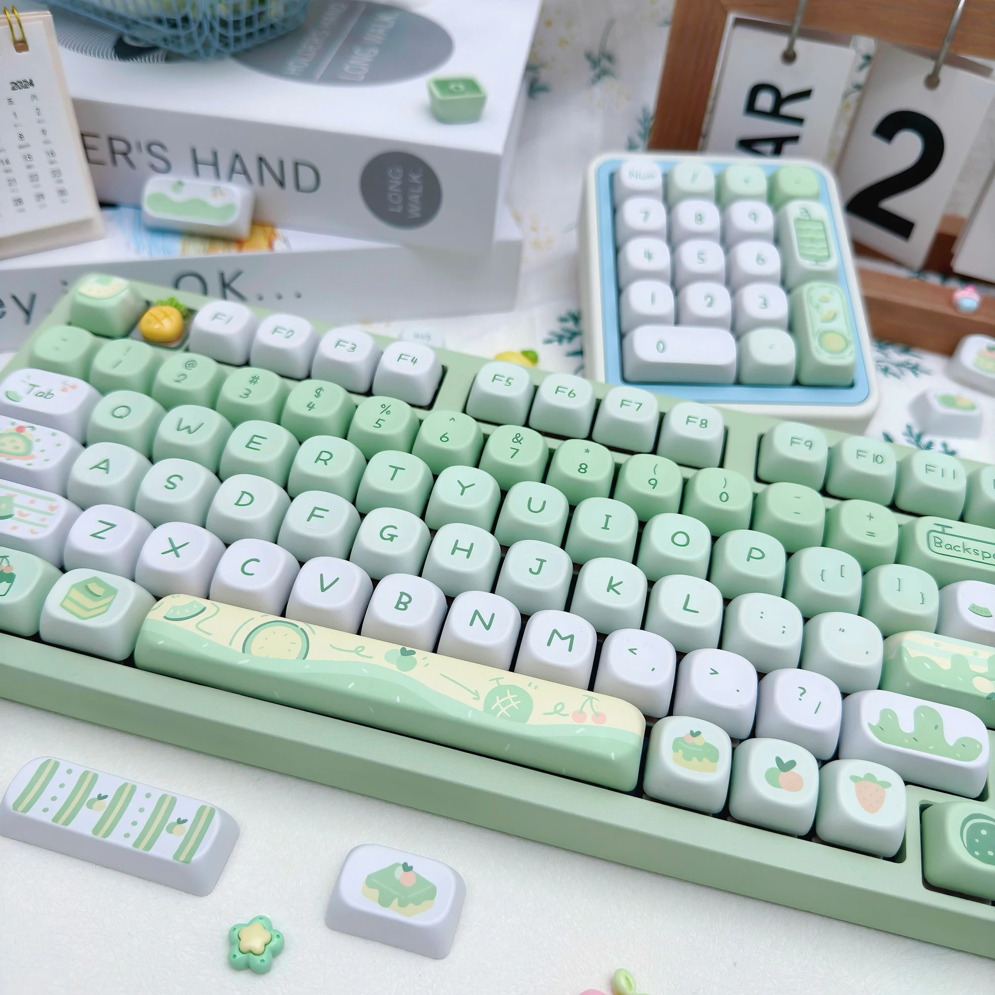 Honeydew Melon Ice Cream 114 teclas tema de verano Keycap PBT sublimación MOA lindo pequeño fresco verde Keycaps para teclado mecánico - imagen 5