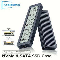 Carcasa para SSD M.2 NVMe/SATA USB 3.2 Gen 2 con pantalla