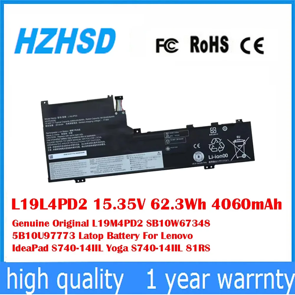 L19L4PD2 15,35 V 62.3Wh 4060mAh Original y genuino L19M4PD2 SB10W67348 5B10U97773 batería Latop para Lenovo IdeaPad S740-14IIL