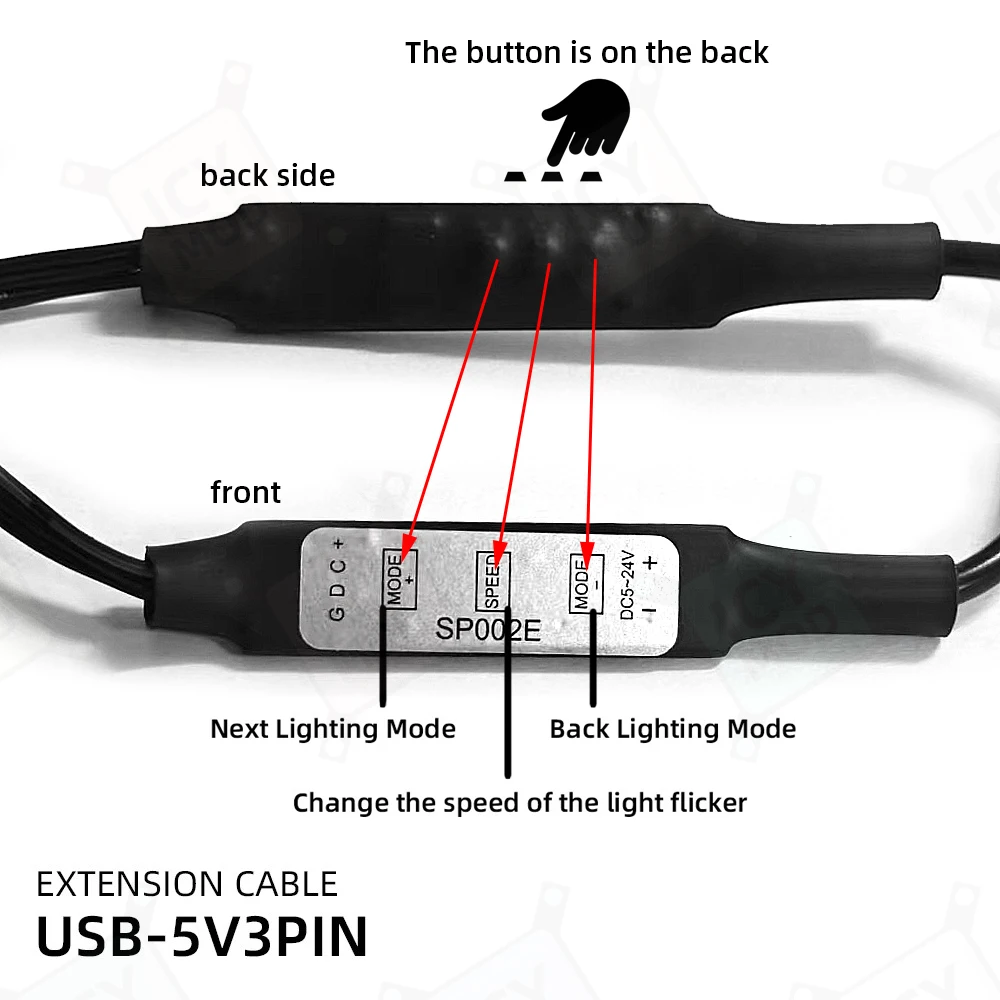 Controlador USB Adaptador convertidor de fuente de alimentación 5V3PIN Cable USB-ARGB Ajuste de ventilador de control manual - imagen 4