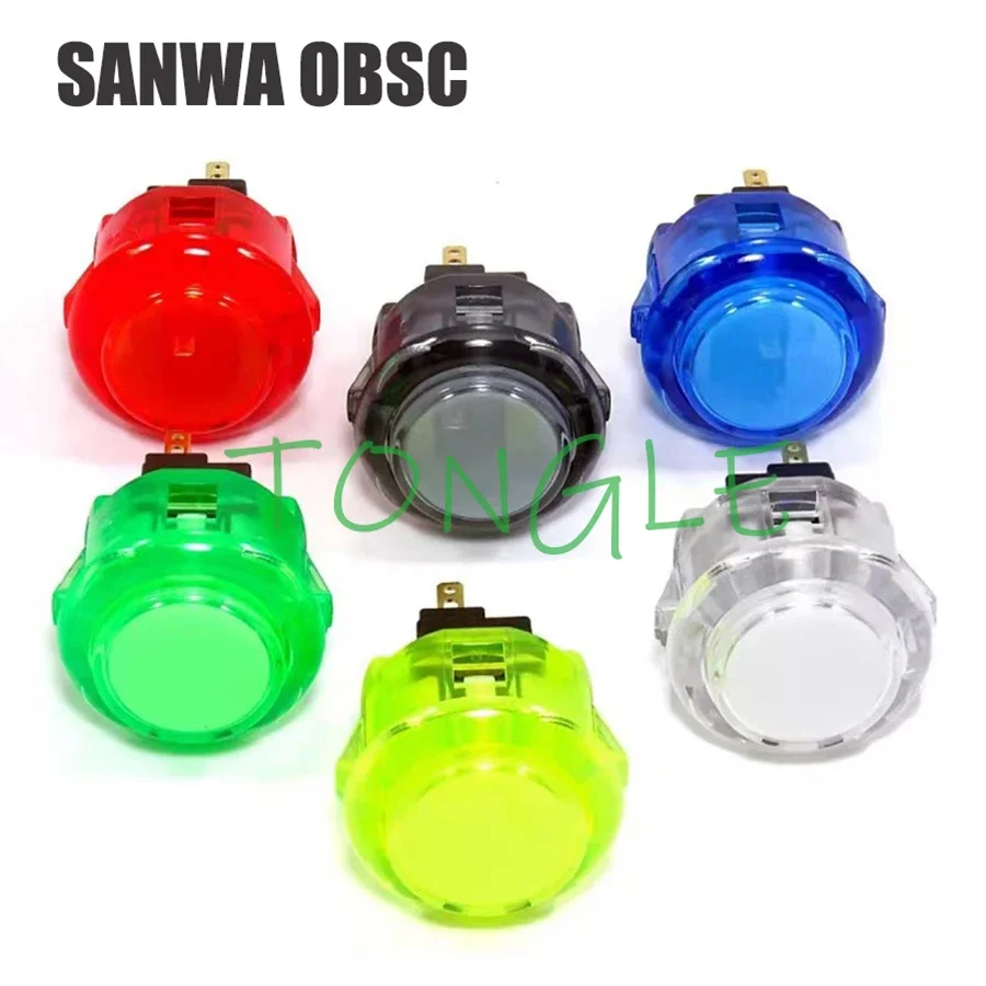 Botones pulsadores Sanwa originales para Arcade, botón transparente colorido, piezas de juego Jamma Mame, 6 colores disponibles, OBSC-30, 24 mm, 30 mm