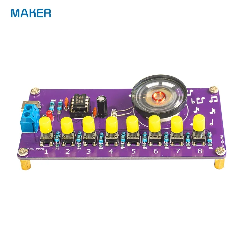 Kit de Piano Electrónico NE555, 8 pasos, nota Musical divertida, placa de circuito de práctica de soldadura DIY, piezas sueltas - imagen 2