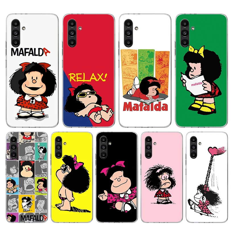 Funda de teléfono Mafalda con dibujos animados para Samsung Galaxy A56 A55 A54 A53 A17 A16 A15 A14 A13 A36 A35 A34 A33 A26 A25 A24 A23 A05S A04S