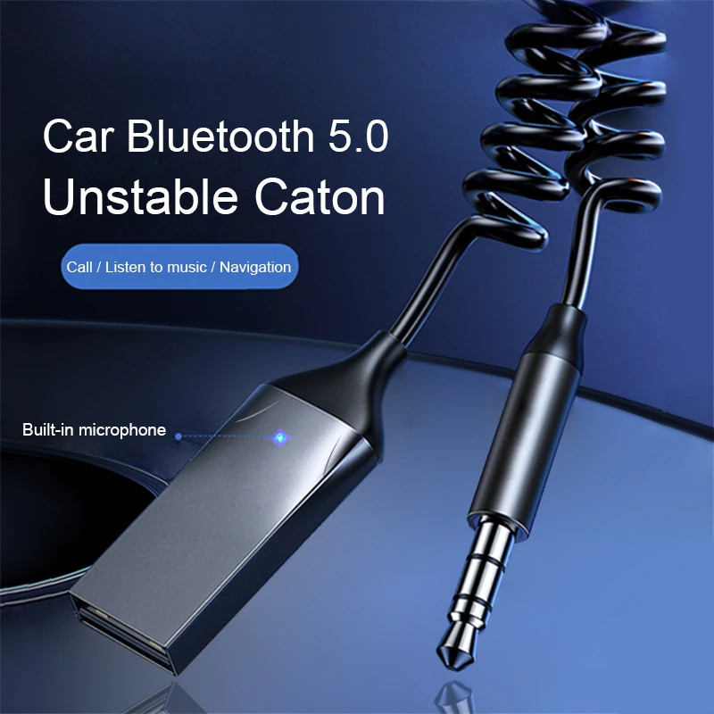 Transmisor Bluetooth inalámbrico para vehículo AUX 3,5mm adaptador Bluetooth 5,0 Cable de Audio para receptor de altavoz de coche transmisión BT