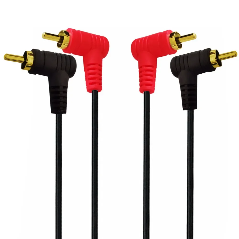 Cable 2RCA de 90 grados, Cable de subwoofer estéreo de audio RCA de 2 macho a 2 macho Cable de audio de 1 m - imagen 5