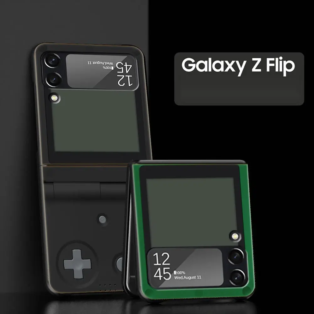 Funda de teléfono plegable para Samsung Galaxy Z Flip 3, 4 y 5, carcasa protectora negra dura para PC Game Boy - imagen 2