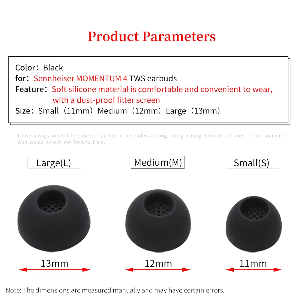 6 uds almohadillas de silicona para Sennheiser MOMENTUM 4 auriculares inalámbricos verdaderos auriculares MOMENTUM4 TWS puntas tapones para los oídos - imagen 5