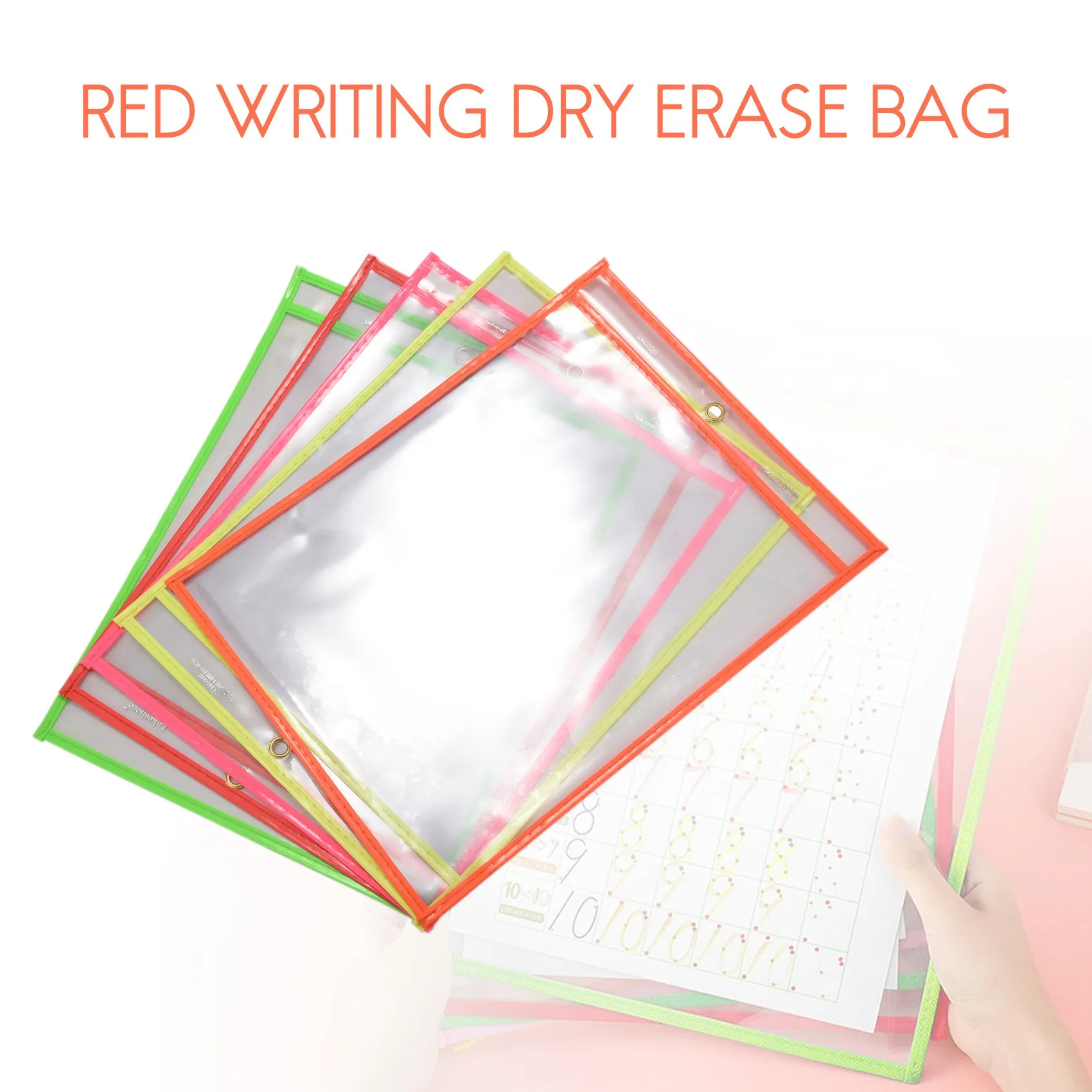 Superior 30 bolsillos de borrado en seco multicolores, bolsillos de gran tamaño 10 X 13, perfecto para la organización del aula, bolsillo reutilizable de borrado en seco - imagen 5