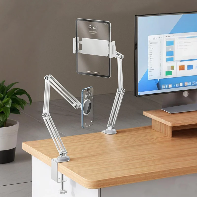 Soporte magnético para tableta para escritorio, soporte ajustable para tableta con soporte de abrazadera, 360 ° Soporte para tableta de aluminio con rotación compatible - imagen 2