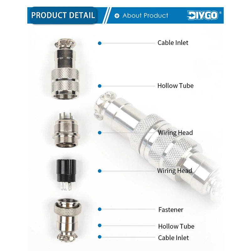 1 Juego de conectores de Cable de aviación de soldadura tipo tope GX20, enchufe macho hembra, conector de acoplamiento de Cable rápido de 2-15 pines DIY GO - imagen 4