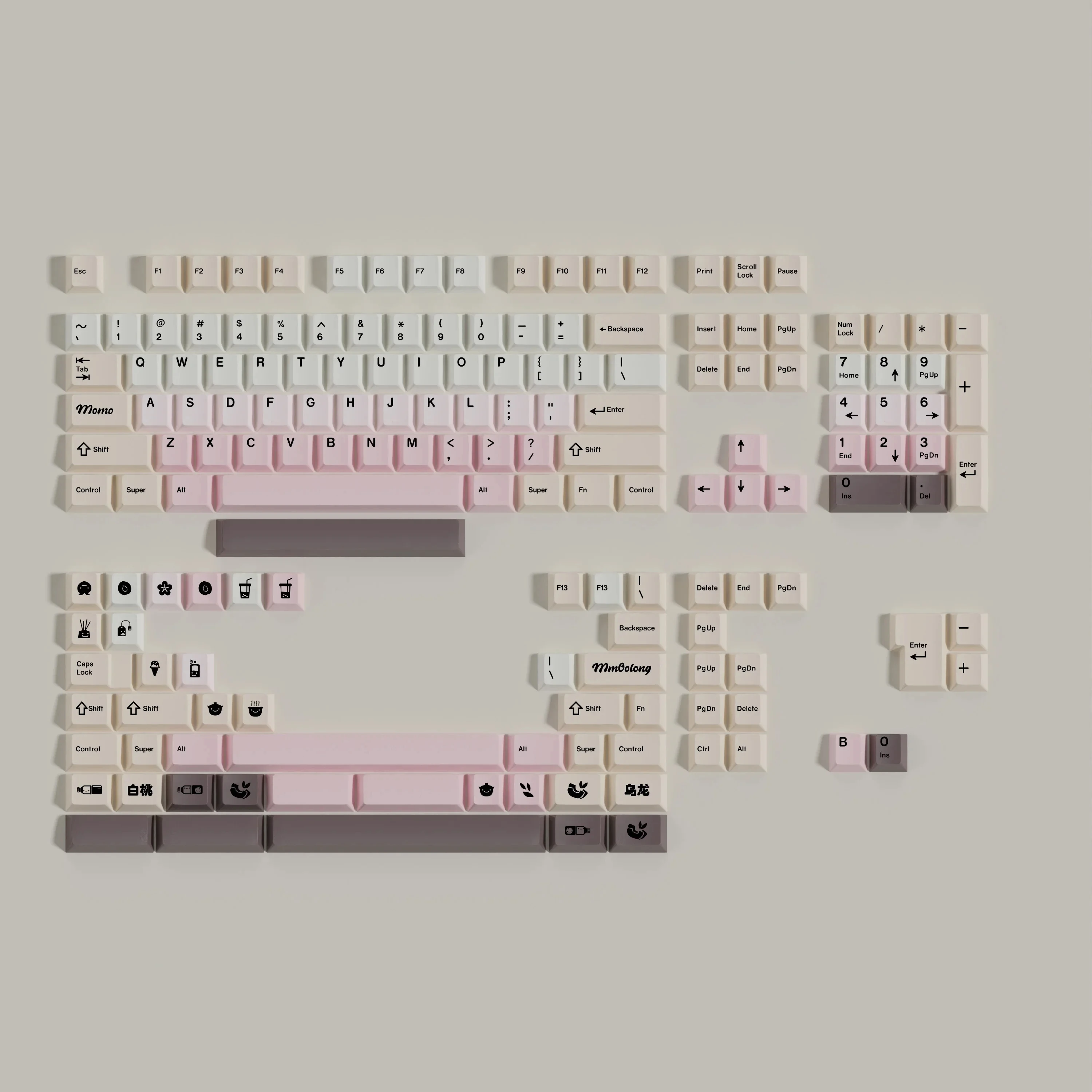 Teclas de perfil Cherry Momo Oolong Dye Sub PBT, Material para interruptor mecánico, teclado, Barra espaciadora dividida - imagen 5