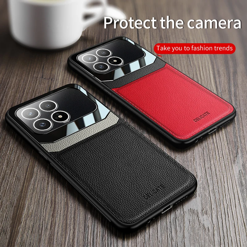 Funda de cuero para POCO F8 Ultra F8 F7 Pro, funda suave mate a prueba de golpes, antideslizante, bloque de Color, carcasa protectora para cámara, Fundas para teléfono - imagen 3
