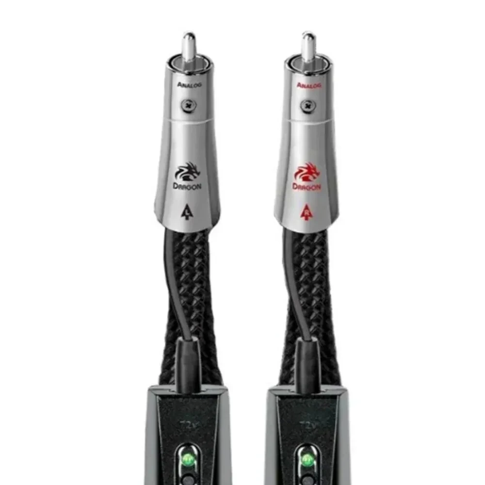 Par de cables RCA Dragon para audiófilos de alta gama, línea de interconexión de Audio HiFi de plata pura PSS con sistema de disipación de ruido sin bolsa