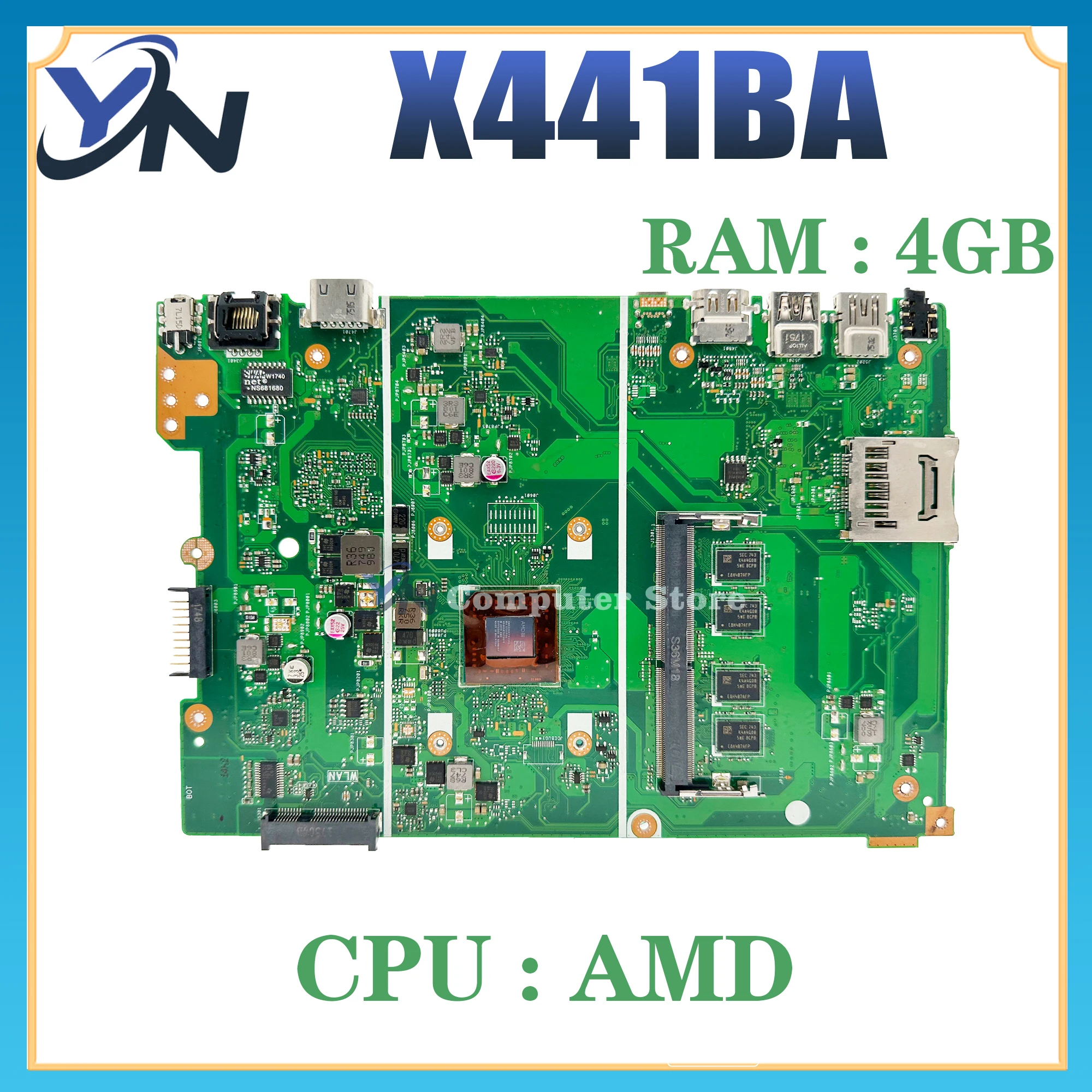 Placa base X441B para ASUS X441BA A441B K441B F441B placa base para ordenador portátil A6 A9 RAM-2GB/4GB/8GB 100% prueba OK