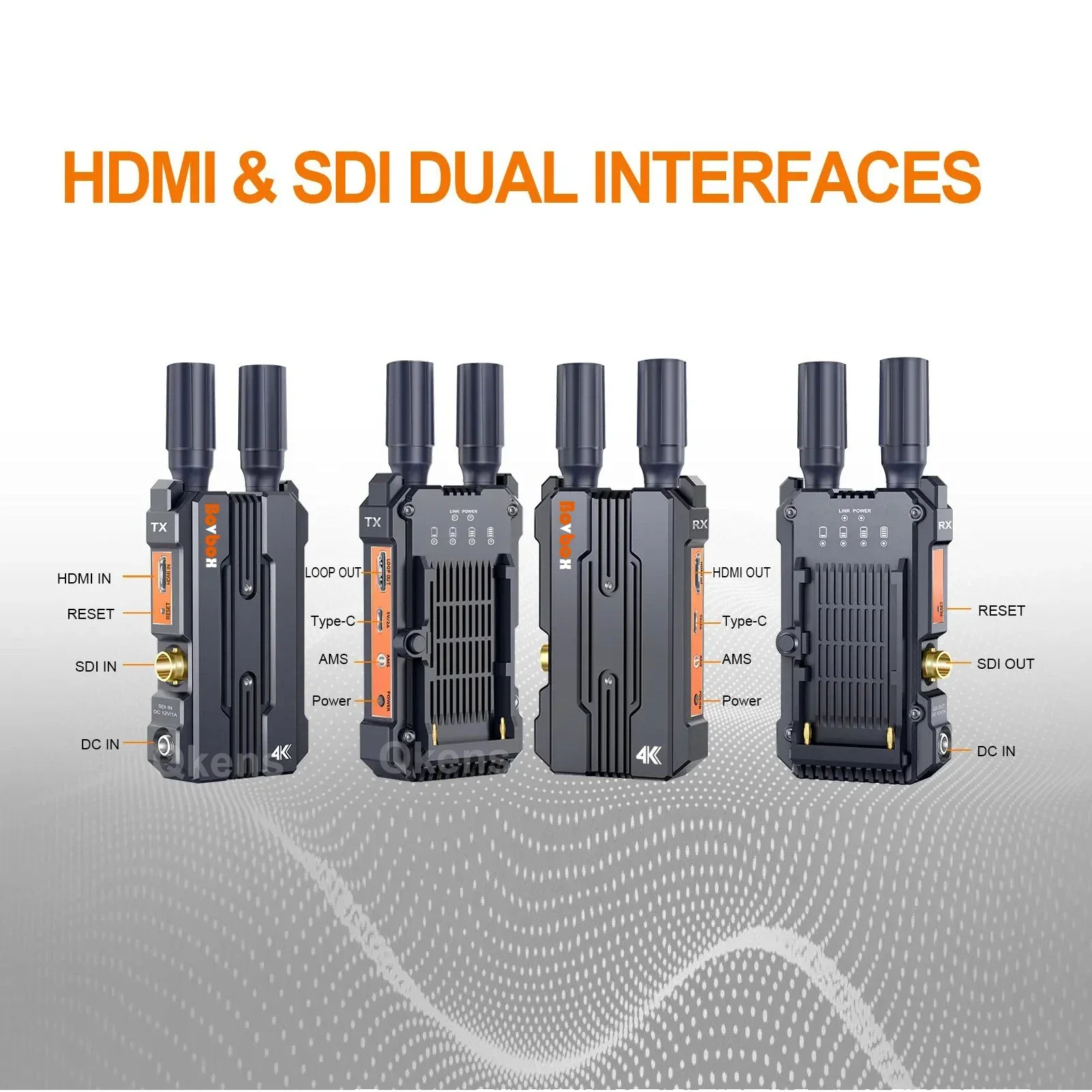 Receptor y transmisor HDMI inalámbrico 4K de 200m, extensor SDI inalámbrico 1080p60, adaptador de pantalla de vídeo de 1 a 4, compatible con batería de cámara 5G - imagen 2