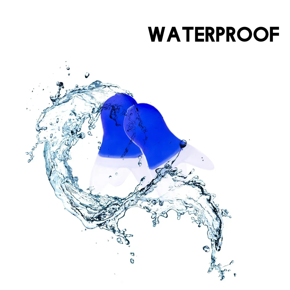 1 par de tapones para los oídos impermeables y suaves que reducen el ruido, tapones para los oídos de silicona para dormir y nadar, orejeras voladoras negras a prueba de ruido - imagen 4