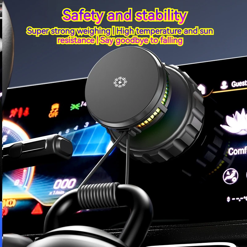 Cargador inalámbrico magnético de 15W con ventosa, refrigeración semiconductora, iluminación RGB, funciona con todas las marcas, para coche/cocina/gimnasio - imagen 5