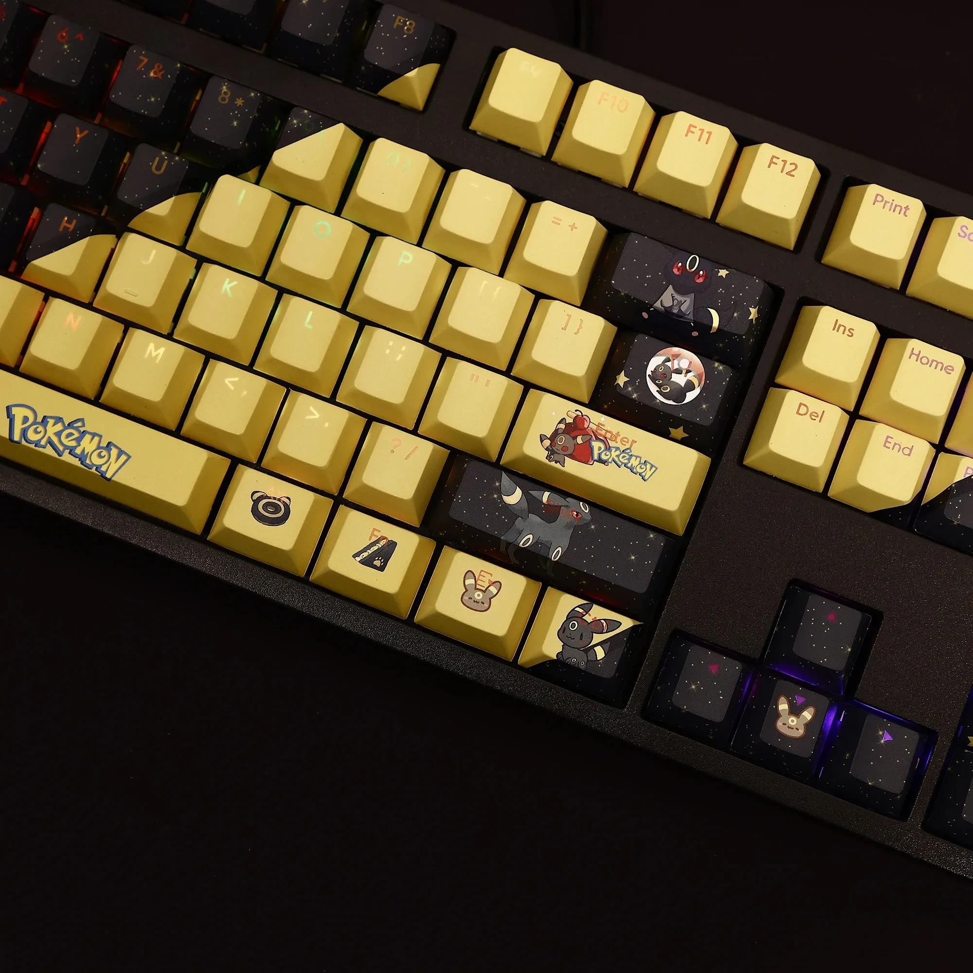 Pokemon Anime Umbreon Keycaps 108 teclas/juego personalizado Material PBT OEM altura cereza perfil tapas de teclado mecánico lindo regalo - imagen 4