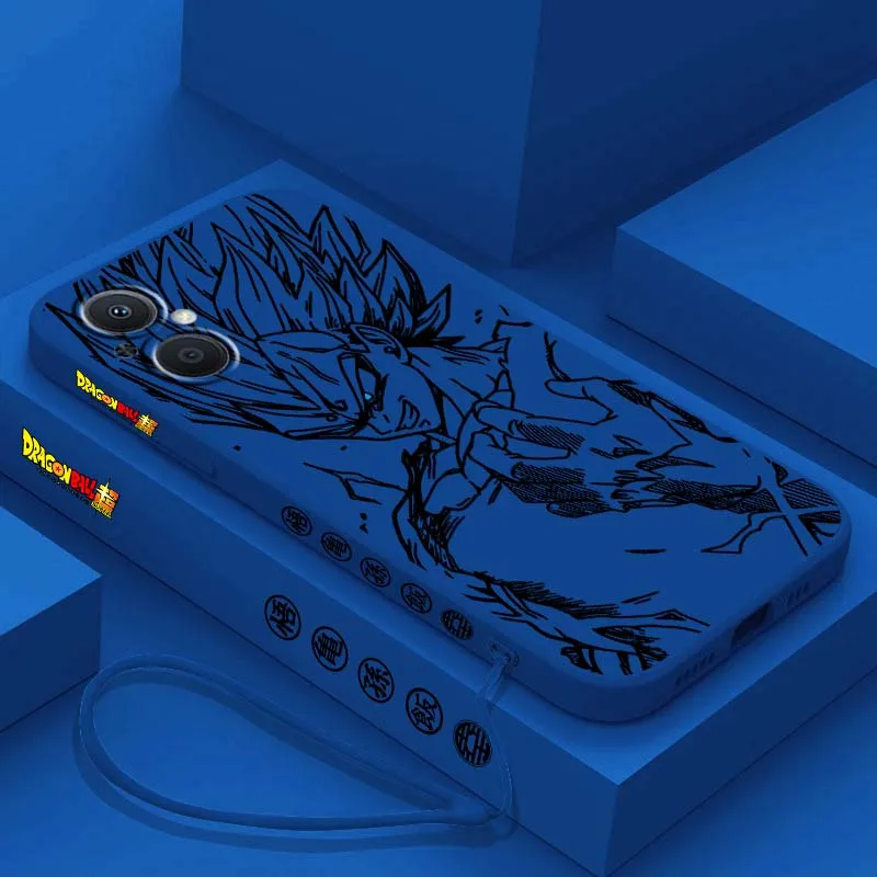 D-Dragon Ball Goku Vegeta funda artística para OPPO Reno 8 7 A96 A78 A74 A72 A58 A53 A40 Lite 5G funda de teléfono con cuerda izquierda líquida - imagen 5