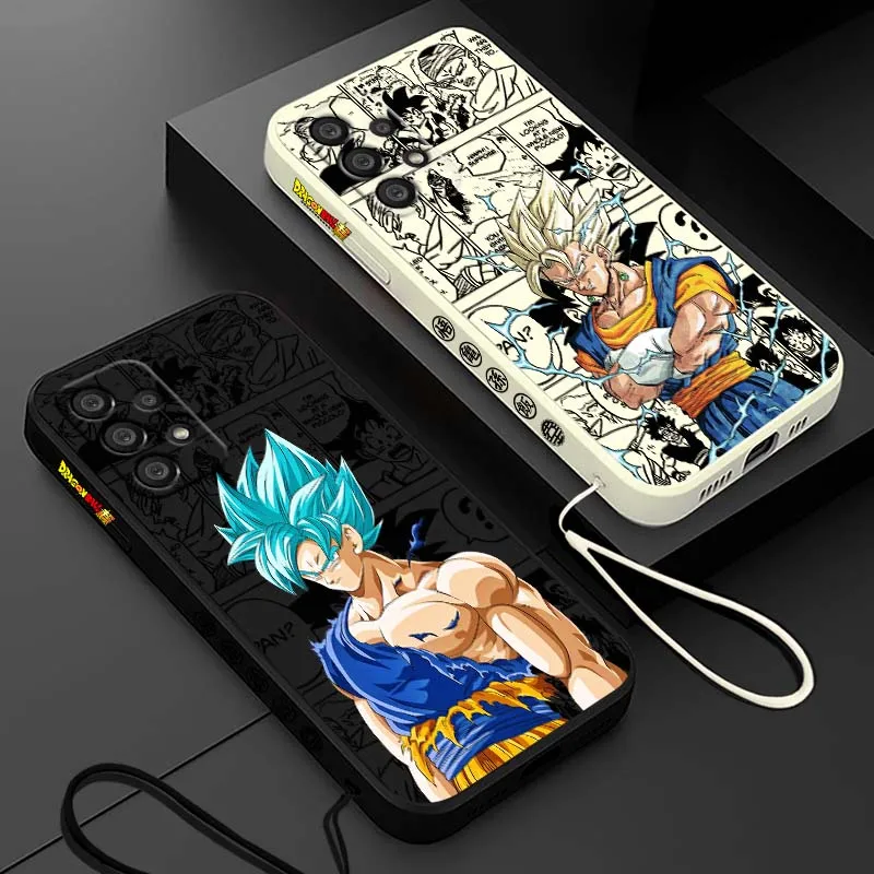 D-Dragon Ball Art Goku Saiyan funda para Samsung Galaxy A71 A55 A54 A53 A51 A16 A15 A06 5G funda de teléfono con cuerda izquierda líquida