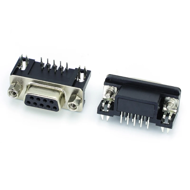 10 Uds DR9 macho/hembra montaje en PCB d-sub conector PCB de 9 pines conector RS232 placa de inserción de aguja doblada de 90 grados soldadura DB9 - imagen 5
