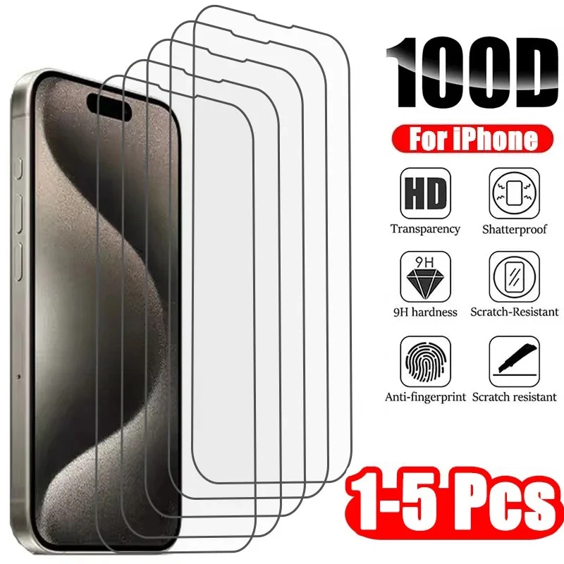 1-5 uds vidrio templado para IPhone 16E 16 15 14 13 12 11 Pro Max Protector de pantalla para IPhone X XS XR Max película protectora de vidrio