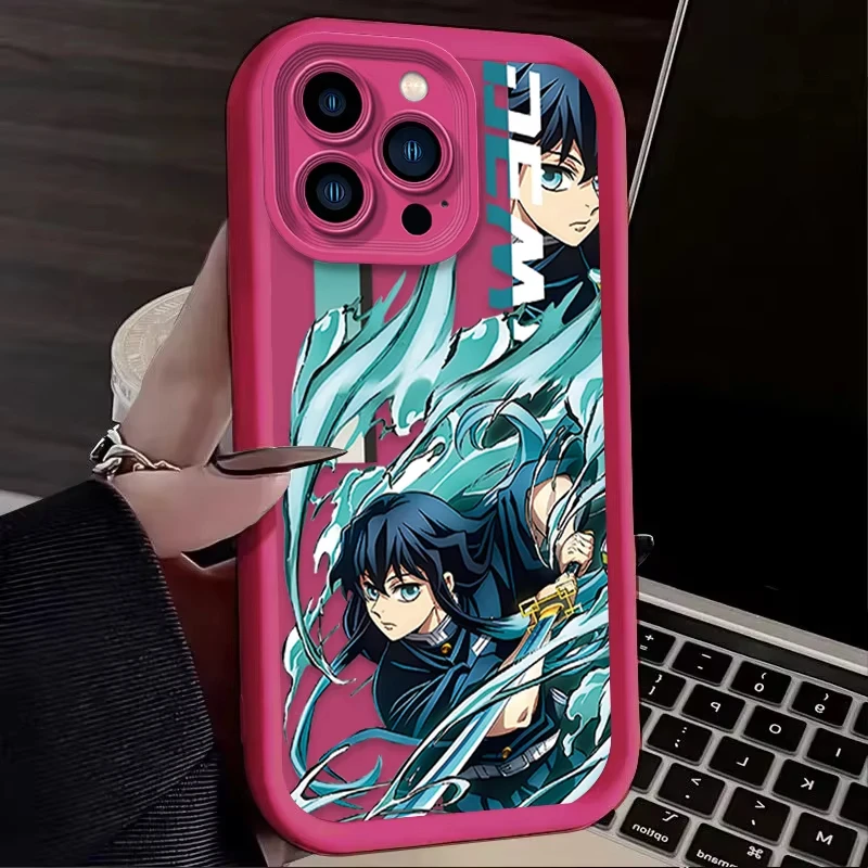 Funda de teléfono de Anime japonés d-demon s-slayer para iPhone 16 15 14 13 12 11 Pro Max 7 8 Plus XR XS Max, funda suave de silicona a prueba de golpes - imagen 5