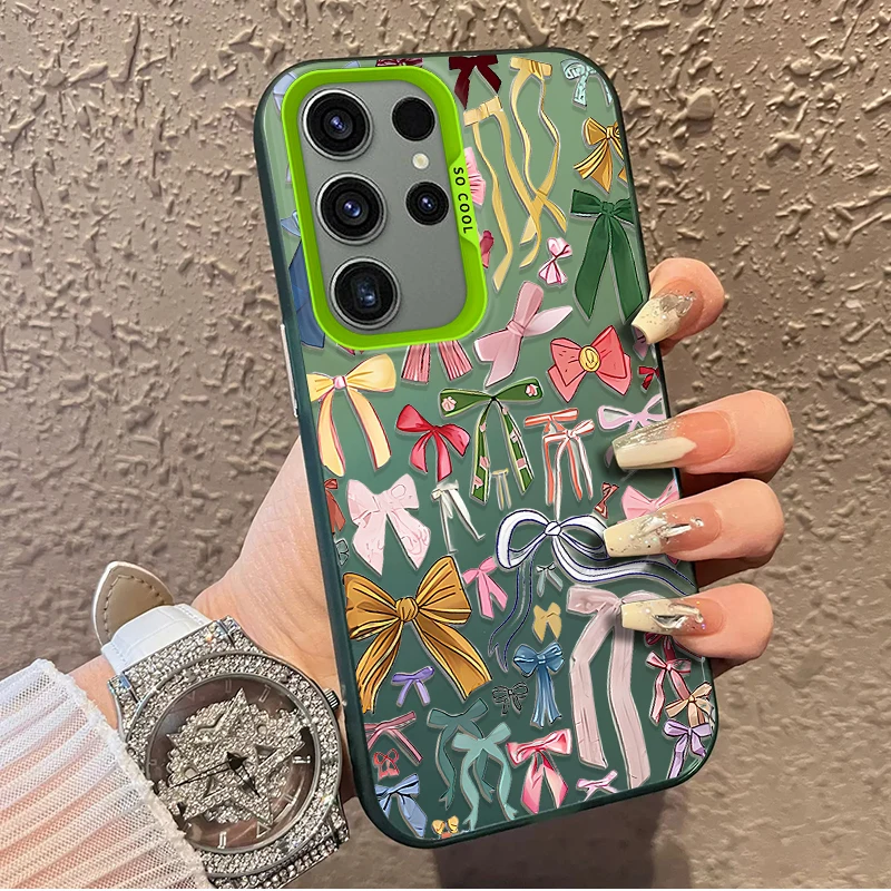 Funda esmerilada con lazo estético para Samsung Galaxy S25 S24 S23 S22 Ultra S21 Plus S20 FE A73 A72 A71 A56 A55 A54 A53 cubierta acrílica - imagen 4