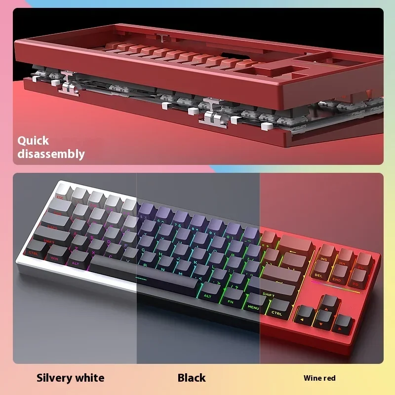 SL70 Kit de teclado mecánico inalámbrico de aluminio para juegos Bluetooth 2,4G con cable RGB Hotswap desmontar rápidamente teclado sin contacto - imagen 3