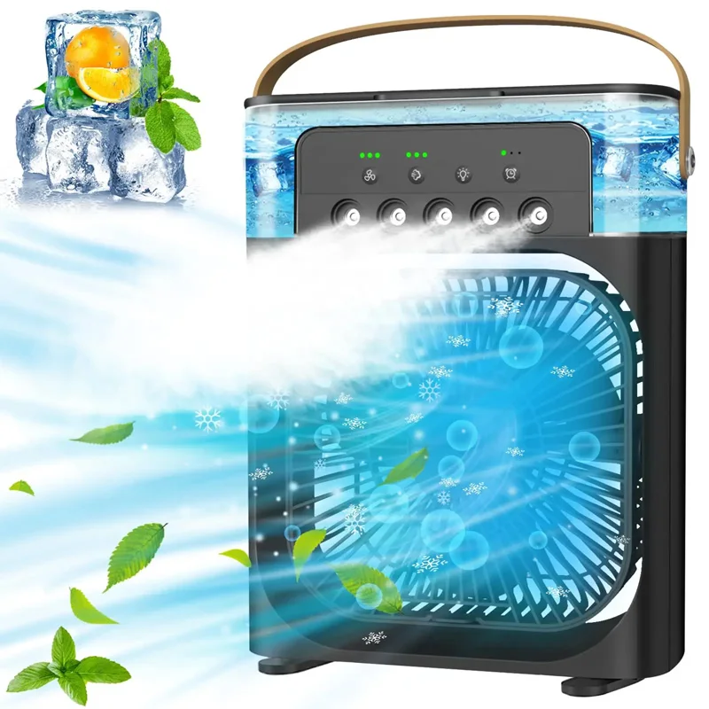 Nuevo ventilador 3 en 1, aire acondicionado, Enfriador de aire pequeño para el hogar, luz LED nocturna, humidificador portátil, ventilador de ajuste de aire, ventilador para oficina y hogar