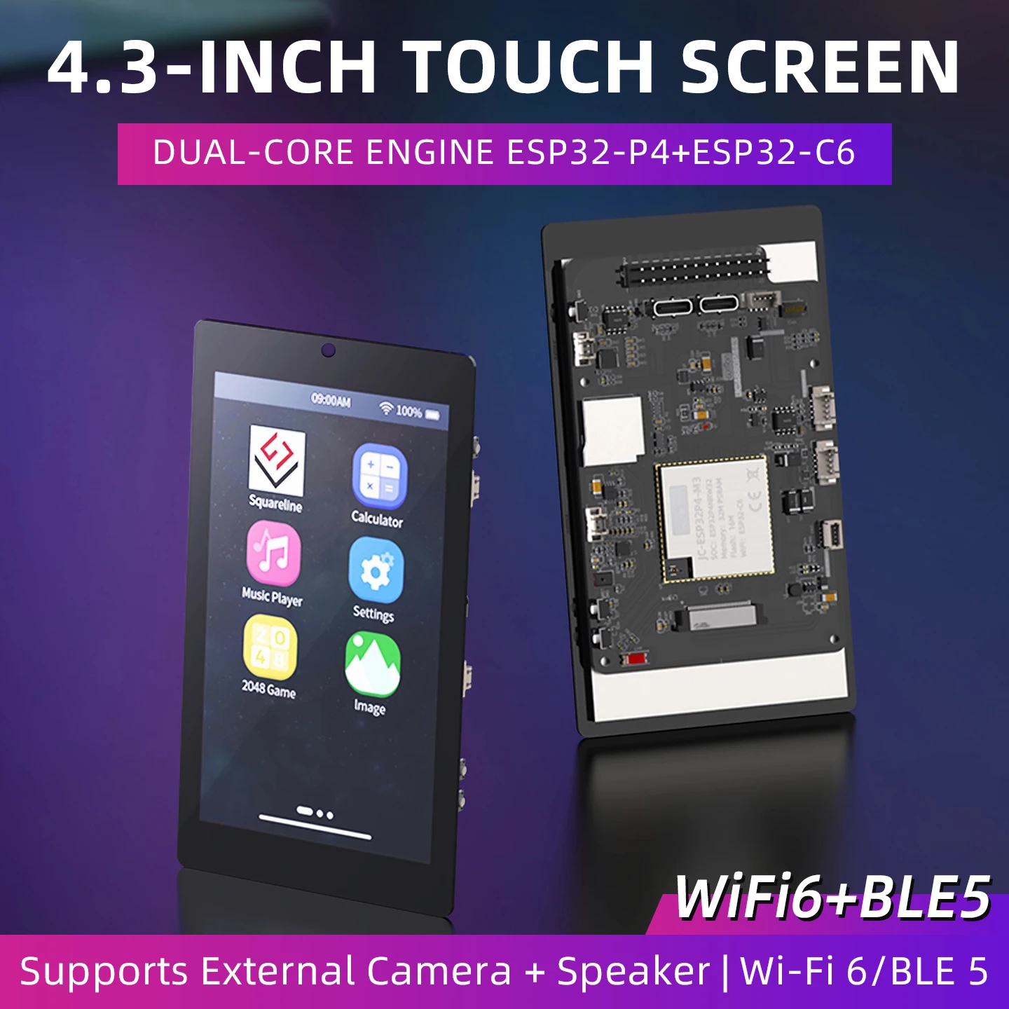 4,3 pulgadas 32MB PSRAM 16MB Flash 800*400 pantalla IPS ESP32 P4 Placa de desarrollo pantalla integrada ESP32-C6 Chip compatible con WiFi6 BT5