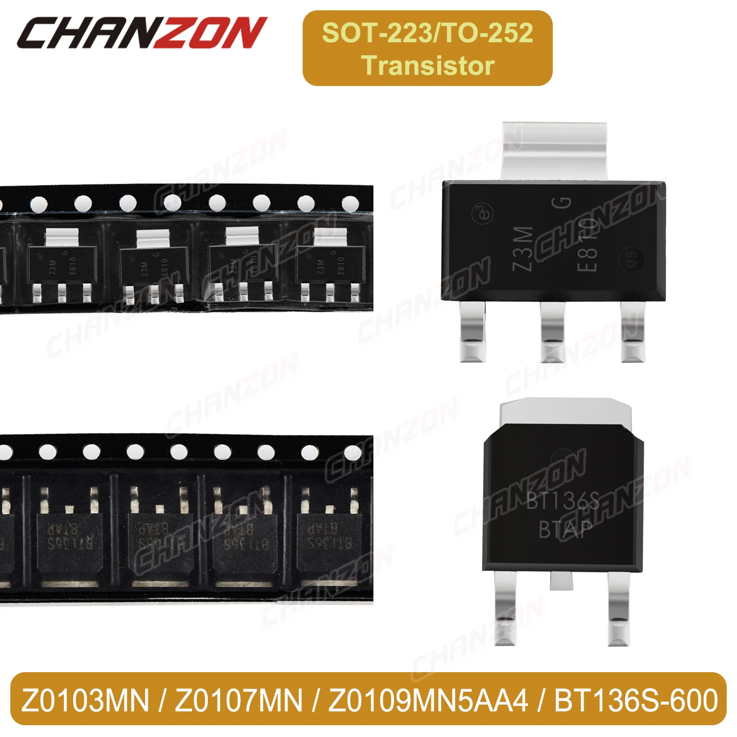 10 Uds SOT-223 TO-252 Z0103MN Z0107MN Z0109MN5AA4 BT136S-600 Z0103 Z0107 BT136S Triac SCR Transistor fets de unión bipolar