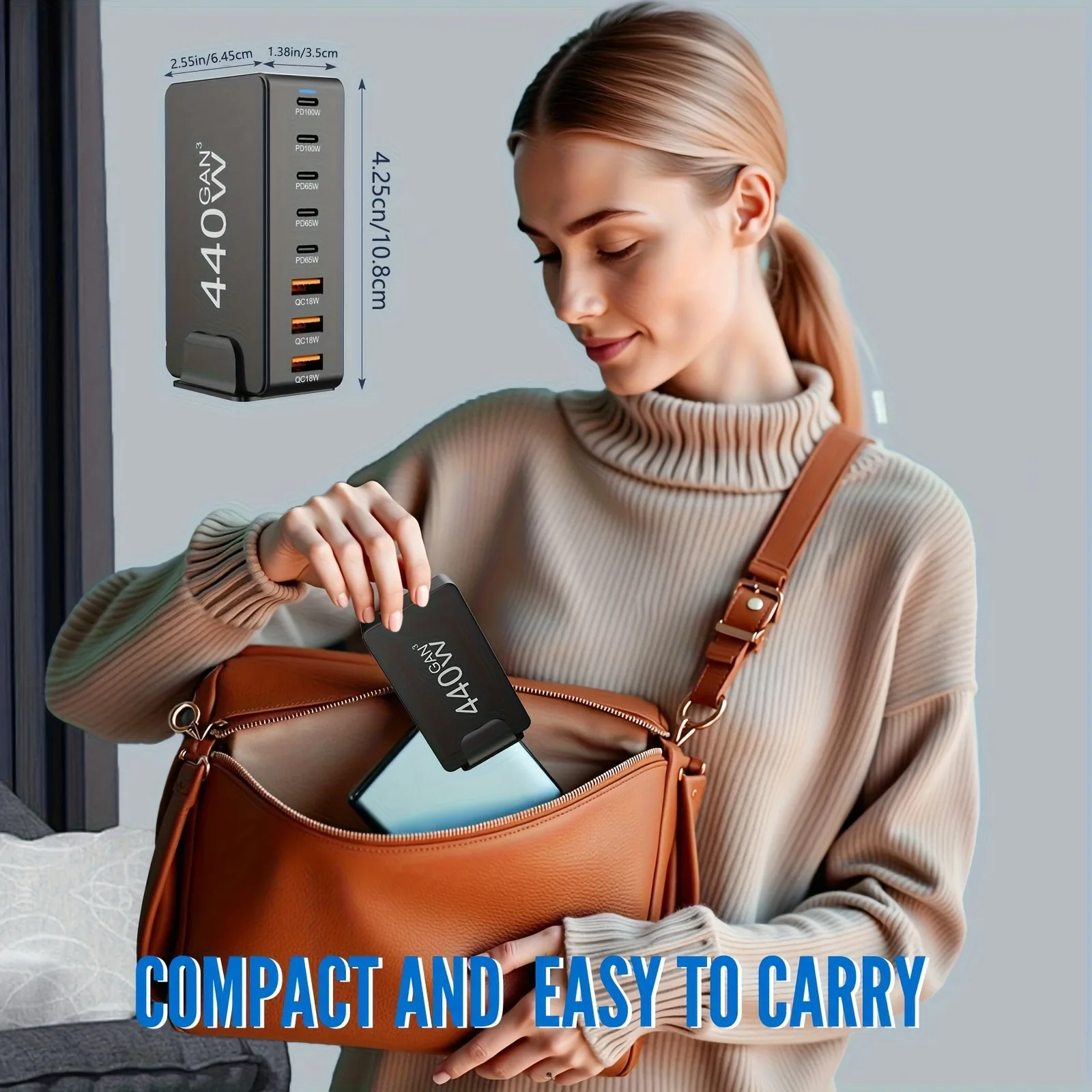 Estación de carga USB C de 440W, bloque de carga rápida de alta potencia de 8 puertos para teléfonos móviles, cargador rápido 3A5C para ordenador portátil/iPad/iPhone - imagen 2