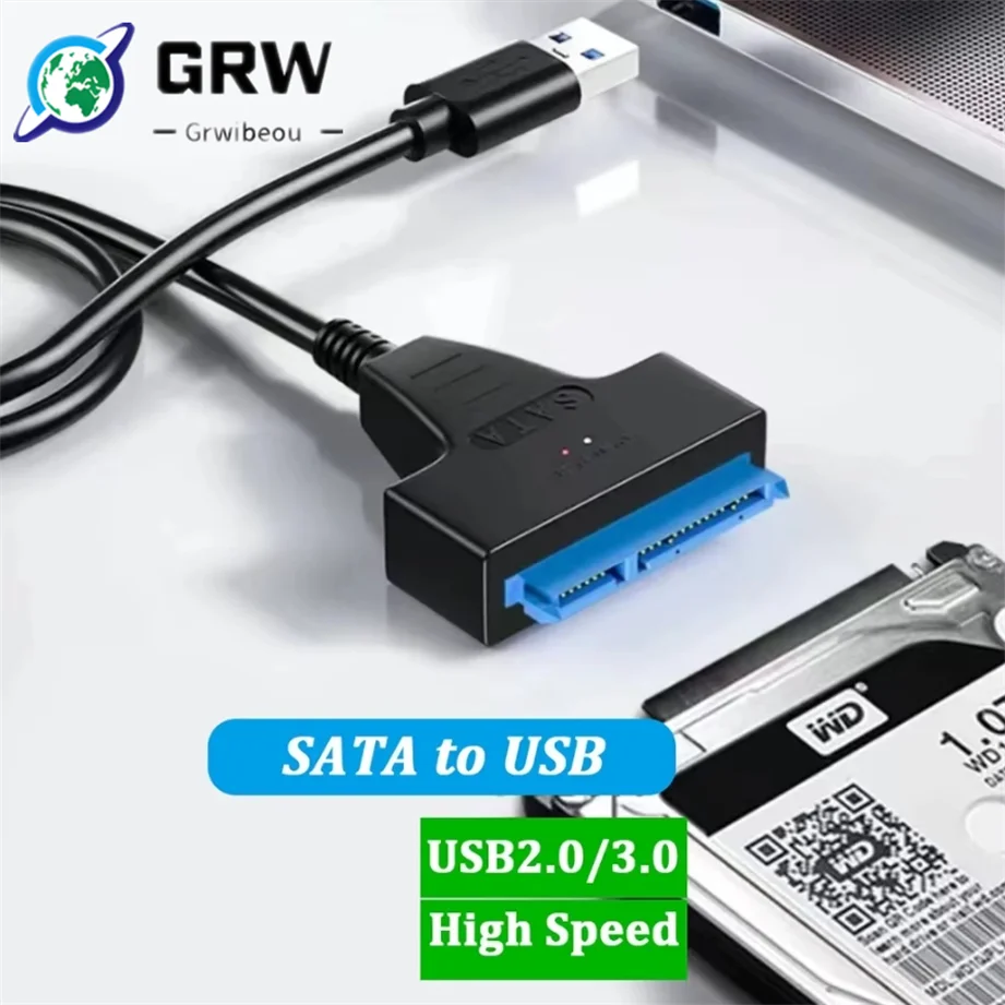 Cable SATA a USB 3,0/2,0 de hasta 6 Gbps para disco duro externo HDD SSD de 2,5 pulgadas, adaptador SATA 3 de 22 pines, Cable USB 3,0 a Sata III