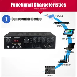 Amplificador SUNBUCK 580USB/BT 5 Canales HiFi Bluetooth FM Karaoke